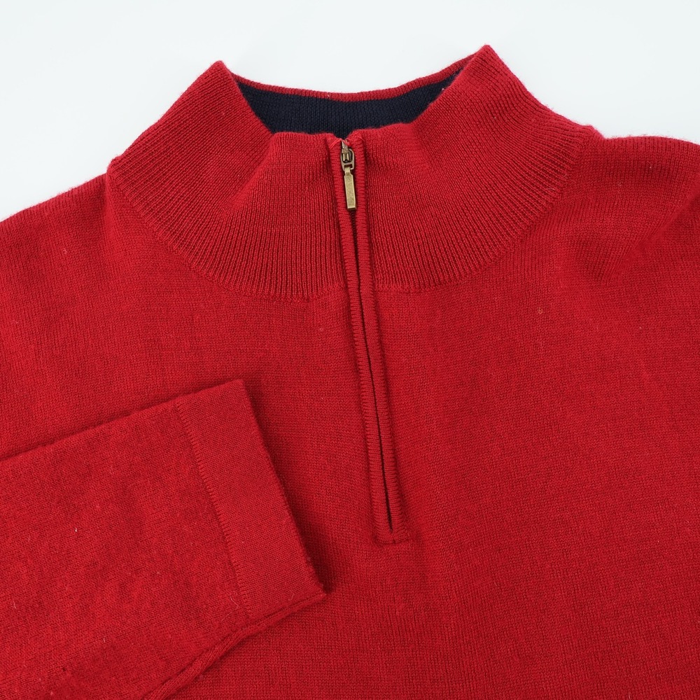 Garret Scott Extra Fine Merino Wool 1/4 Zip‎ Pullover Sweater Mens Large Flaws